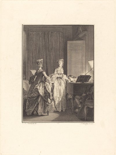 Bu ele kalbimde hissettiğim bir öpücük kondurdu. by Nicolas Delaunay after Jean Michel Moreau