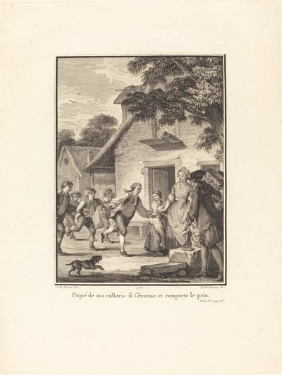 Alay etmem tarafından sokuldu, çabalıyor ve ödülü kazanıyor by Nicolas Delaunay after Jean Michel Moreau