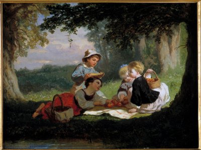 Le gouter champetre Boyama Nicolas Gabe (1814-1865) 19. yüzyıl Özel Koleksiyon by Nicolas Edward Gabe