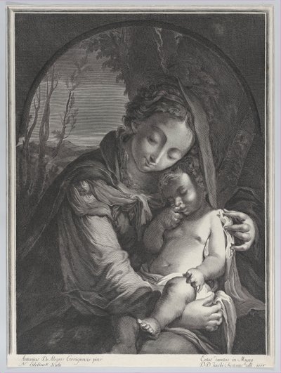 Uyuyan İsa çocuğuyla Bakire, 1708., 1708. by Nicolas Etienne Edelinck