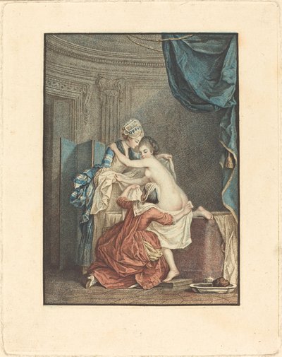 Le bain (Banyo) by Nicolas François Regnault after Pierre Antoine Baudouin