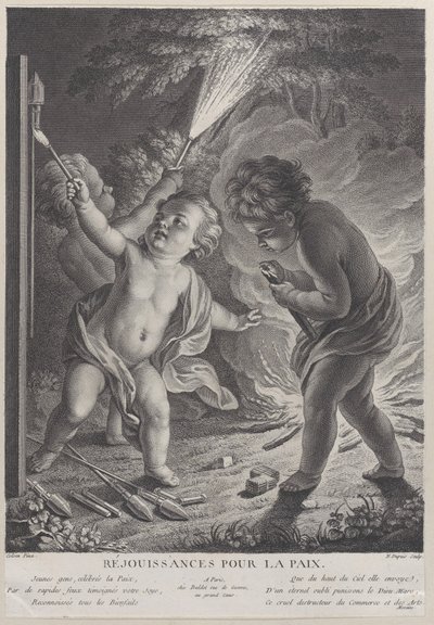 Barışı Kutlamak Barışı Kutlamak, havai fişekli üç putti, 1745-71., 1745-71. by Nicolas Gabriel Dupuis