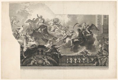 Tanrıların montajı ile tavan boyaması (levha 2) Plafond du Milieu de la Grande Gallerie du Palais Royal (nesne üzerindeki başlık) by Nicolas Henri Tardieu