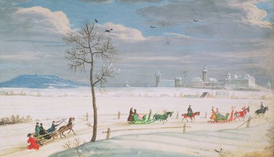 Kızaklarla Alman kar manzarası by Nicolas Hoffmann