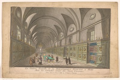 Galerij in de Vaticaanse Bibliotheek Etrüs vazolarıyla süslenmiş kornişlerle Roma'daki Vatikan Kütüphanesinin Yeni Galerisi (nesnenin başlığı) by Nicolas Jean Baptiste Poilly