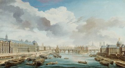 Louvre, Pont-Neuf ve Collège des Quatre-Nations, 1755. by Nicolas Jean Baptiste Raguenet