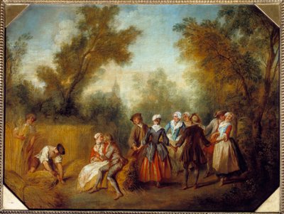 Hasat zamanında Yaz Ülke partisi sahnesi. Nicolas Lancret (1690-1743) 18. yüzyıl Güneşi tarafından yapılan resim. 0,69x0,89 m by Nicolas Lancret
