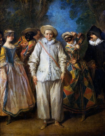 İtalyan komedisinin oyuncuları, Nicolas Lancret (1690-1743), pano üzerine yağlıboya, 25.5x22 cm. Fransa by Nicolas Lancret