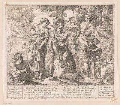 Erdem ve Yardımcısı arasındaki Herkül by Nicolas Mignard