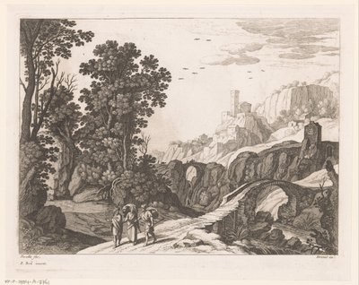 Emmaus gezginleri ile manzara by Nicolas Perelle