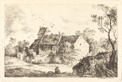 Yuvarlanan Bir Manzarada Güvercinli Ev by Nicolas Perignon