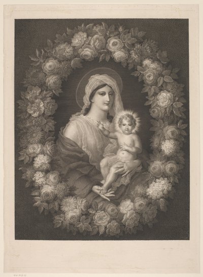 Mary ile çocuk çiçek çelenk içinde by Nicolas Pinet