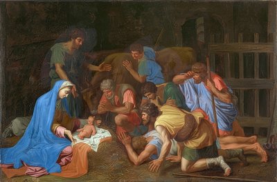 Çobanların Hayranlığı. 1653 civarında by Nicolas Poussin