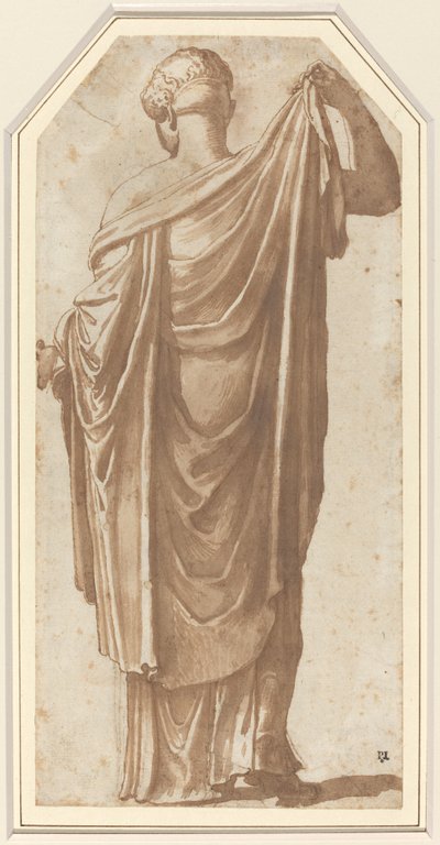 Arkadan Görülen Kadın Roma Heykeli by Nicolas Poussin