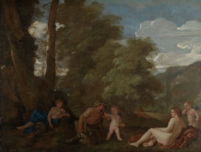 Periler ve bir Satyr veya Amor Vincit Omnia, c.1625-27 (tuval üzerine yağlı boya) by Nicolas Poussin