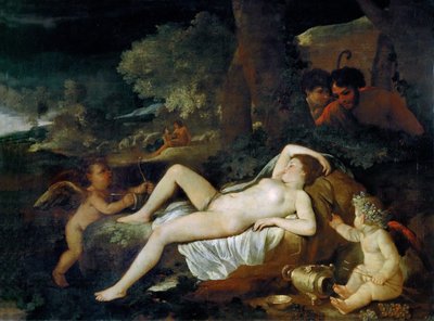 Aşk tanrısı ile Dinlenme Venüs, yaklaşık 1624. by Nicolas Poussin