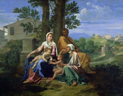 SS ile Kutsal Aile. John, Elizabeth ve Bebek Vaftizci Yahya by Nicolas Poussin