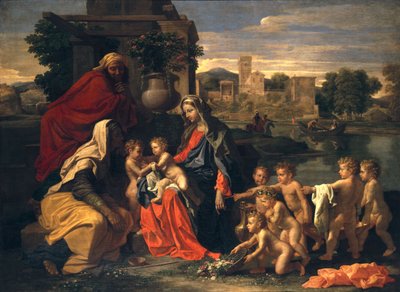 Bebek St. John the Baptist ve St. Elizabeth ile Kutsal Aile by Nicolas Poussin