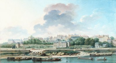 Le Quai et le Village de Passy, vue de la rive gauche, en 1757 (tuval üzerine yağlıboya) by Nicolas Raguenet