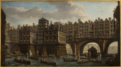 Notre-Dame Limanı ile Pont au Change arasında denizcilerin mızrak dövüşü by Nicolas Raguenet