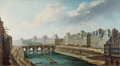 Quai des Grands Augustins'den Louvre Sarayı, Pont Neuf ve Quai des Orfevres'in görünümü, 1760 dolayları (tuval üzerine yağlıboya) by Nicolas Raguenet
