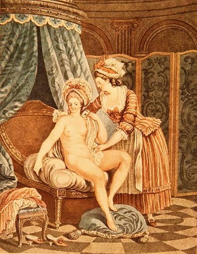 The Toilette, Louis Marin Bonnet (1736-93) tarafından oyulmuş (mezzotint) by Nicolas Rene (after) Jollain