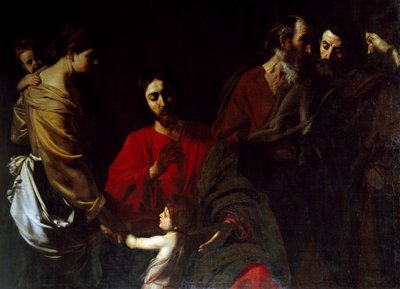 Çocuklar arasında İsa (tuval üzerine yağlı boya) by Nicolas Tournier