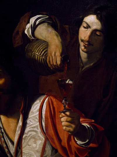 Şarap döken hizmetçi, İçenlerin Buluşması detayı, Nicolas Tournier (1590