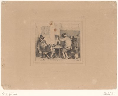 Bir barda üç sarhoş köylü Vive la joie (nesnedeki başlık) Eskizler 1837 (dizi başlığı) Croquis by Charlet 1837 (seri başlığı) by Nicolas Toussaint Charlet