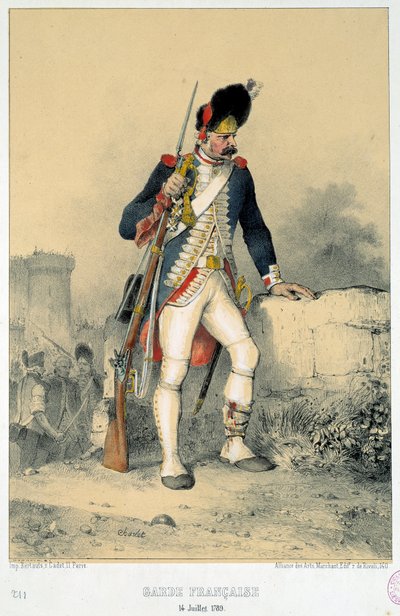 Fransız muhafız üyesi (14 Temmuz 1789). Nicolas Toussaint Charlet (1792-1845) tarafından yapılan gravür by Nicolas Toussaint Charlet