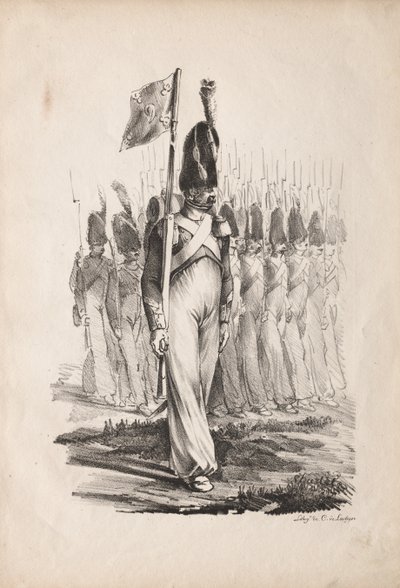 Askeri Kostümler: Karabina Sargent, Genel Rehber, 1817-1818. by Nicolas Toussaint Charlet