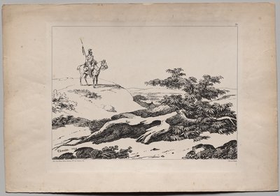 Manzarada Atlı Asker by Nicolas Toussaint Charlet