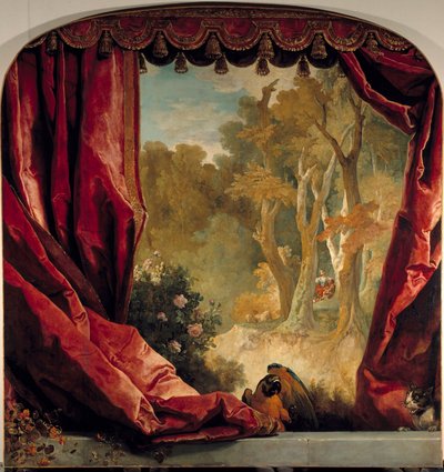 Perdeler, manzara ve hayvanlar ile dekoratif kompozisyon Resim Nicolas de Largilliere (1656-1746) 18. yüzyıl Güneşi. 2,61x2,51 m by Nicolas de Largillière