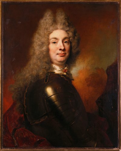Kırmızı pelerin giyen zırhlı bir asilzade portresi by Nicolas de Largillière