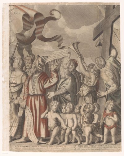 Eski ve Yeni Ahit'ten Figürlerle Mesih'in Zafer Alayı (Dördüncü Bölüm) Le triomphe de Jesus Christ (nesne üzerindeki başlık) by Nicolas de Larmessin (I)