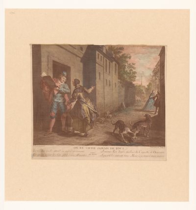 Straatgezicht bir araya geldi adam boek ile tanıştı Ya da asla her şeyi bilme (nesne üzerine başlık) Fabels van Jean de La Fontaine (dizi başlığı) La Fontaine Masalları için Yeni Baskılar Paketi (dizi başlığı) by Nicolas de Larmessin (III)