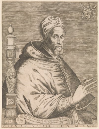 Oturan Papa Gregory XIV portresi Gregory XIII Pon. maks. (nesne üzerindeki başlık) by Nicolaus van Aelst (attributed to)