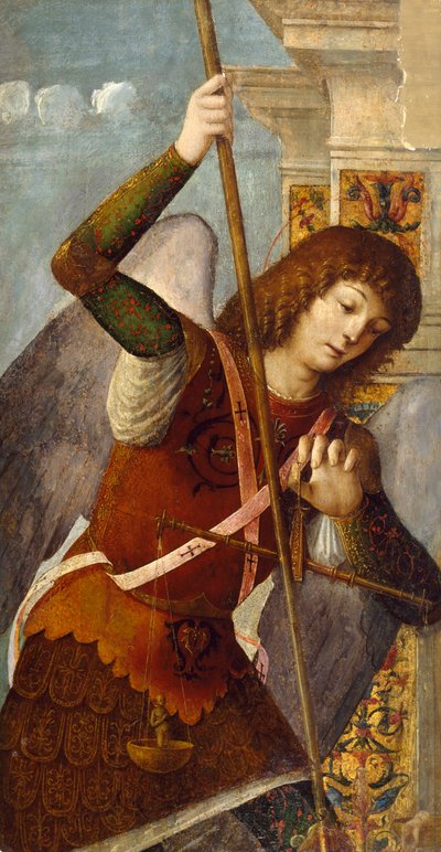Başmelek Mikail ile Üç Parçalı Panel, 1490-1500 by Nicolo Rondinelli
