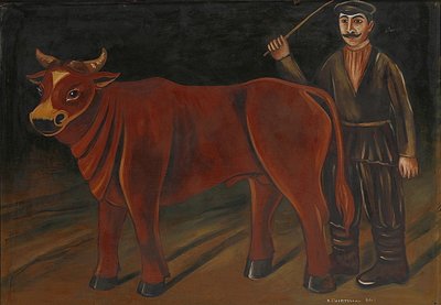 Boğa ile Çiftçi by Niko Pirosmani