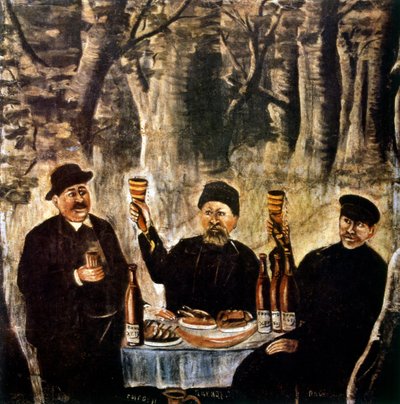 Kasabanın dört büyüğünün bayramı by Niko Pirosmani