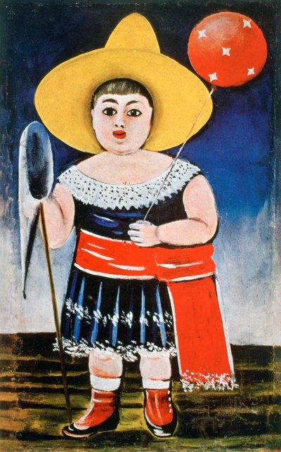 Desenli Balonlu Küçük Kız, c1885-1918 by Niko Pirosmanishvili
