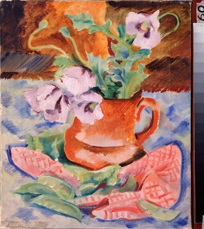 Nature morte, gelincikler (Natürmort, Gelincikler) - Nikolai Andreyevich Tyrsa'nın (Tirsa) çalışması (1887-1942), karton üzerine guaj ve tempera by Nikolai Adrianovich Tyrsa