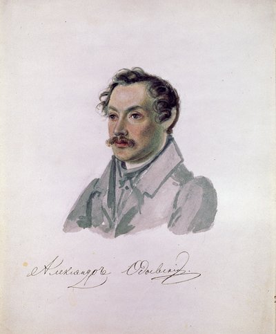 Portre du poete et decabriste Comte Alexander I.Odoevsky (1802-1839) (dekabrisme) (Şairin portresi, Decembrist Kont Alexander I. Odoevsky). Peinture de Nikolai Alexandrovich Bestuzhev (1791-1855). Aquarelle sur kağıt, 22,2 x 17,8 cm by Nikolai Alexandrovich Bestuzhev