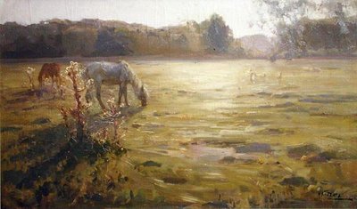 Çayırda At (tuval üzerine yağlı boya) by Nikolai Alexandrovich Klodt