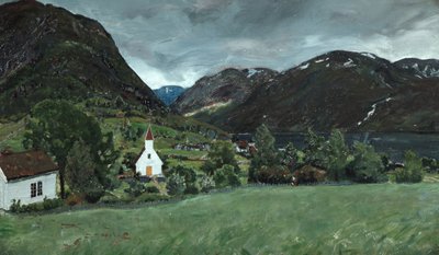 Alhus papaz evi ve kilise by Nikolai Astrup