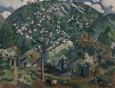 Çiçek açmış elma ağacı (tuval üzerine yağlı boya) by Nikolai Astrup