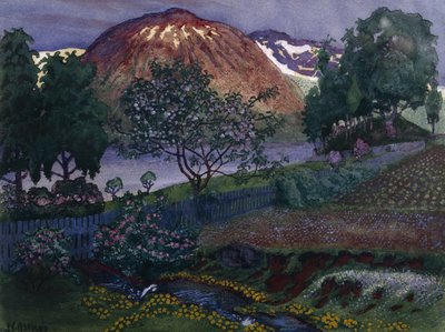 Bahçede Temmuz gecesi (tuval üzerine yağlı boya) by Nikolai Astrup