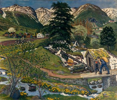 Kvennagong ve Jolster avlusu by Nikolai Astrup