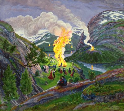 Yaz Ortası Ateşi (tuval üzerine yağlı boya) by Nikolai Astrup