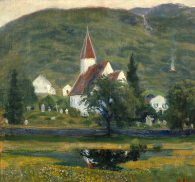 Ålhus kilisesi, yaz ortası by Nikolai Astrup